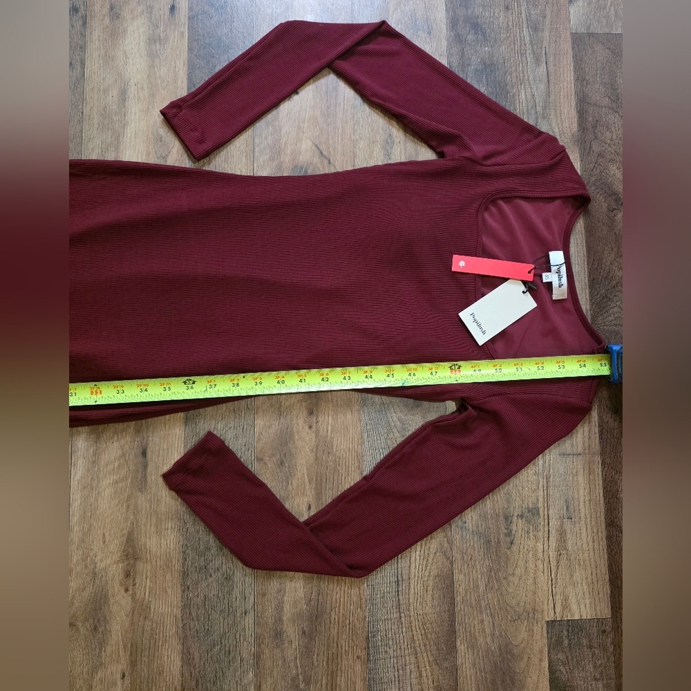 Popilush Women's Dark Red Long Sleeve Shapewear Tummy Control Maxi Dress Size XS - Picture 5 of 10